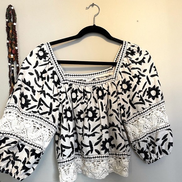 Christian Sirano square neck boho blouse XS - Picture 1 of 4